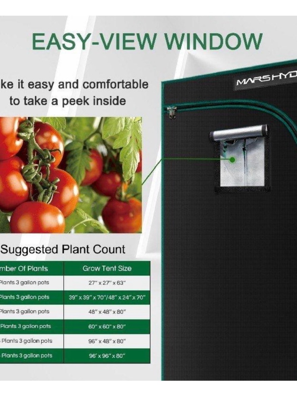 Hydroponic Indoor Garden Grow Tent - Mars Hydro 70x70x160cm ((Reflective Mylar) - Picture 7 of 14